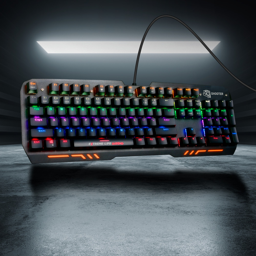 Teclado Mecânico Gamer Shooter, ELG, TGS01, ABNT, 104 Teclas, LED 7 Cores, Anti-Ghosting, USB - Computers & Accessories