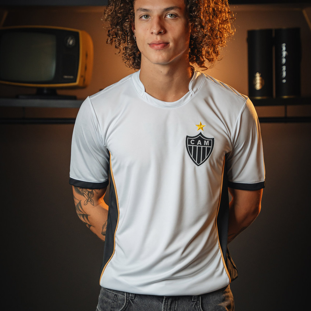 Camisa Atlético Mineiro Dry Branca Masculina Oficial em Oferta na Shopee