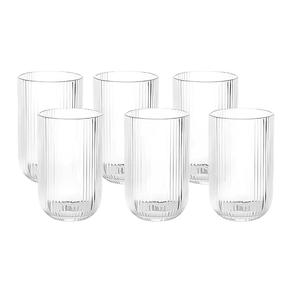 Jogo 6 Copos De Vidro Para Água Sucos 420ml Canelado Mimo Style em Oferta na Shopee