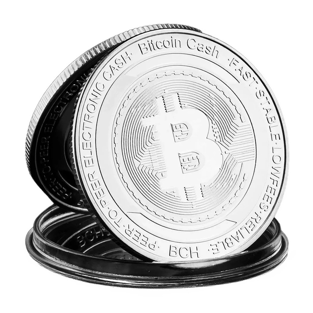 Moeda Física Bitcoin Banhada a Prata Edição Comemorativa para Colecionadores + Estojo