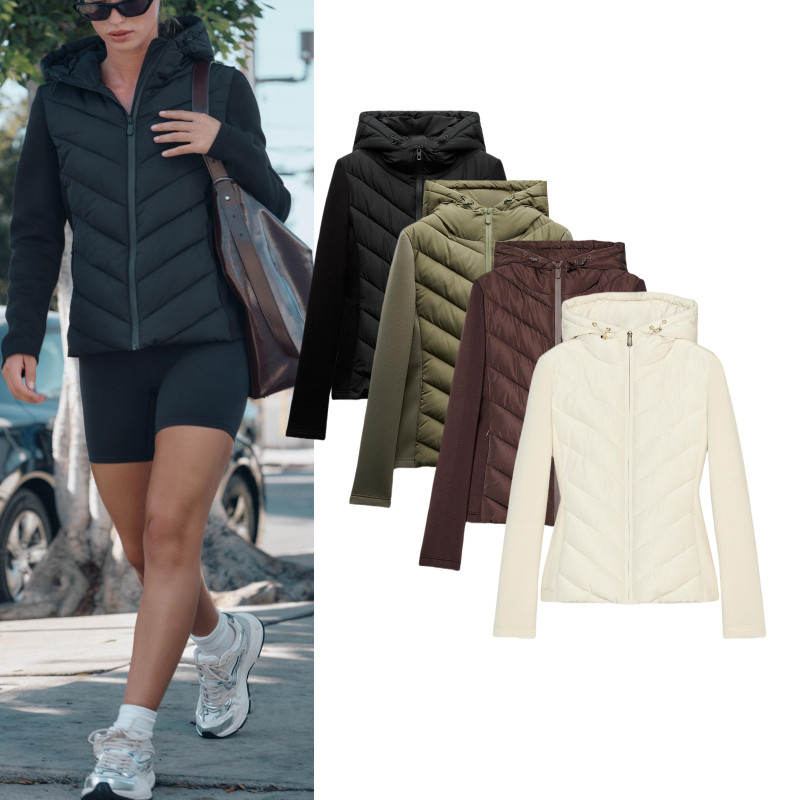 ZA Primavera Outono Novo Estilo Feminino Slim-fit Gola Alta Com Capuz Costura Roupas Acolchoadas de Algodão 8073523 8073