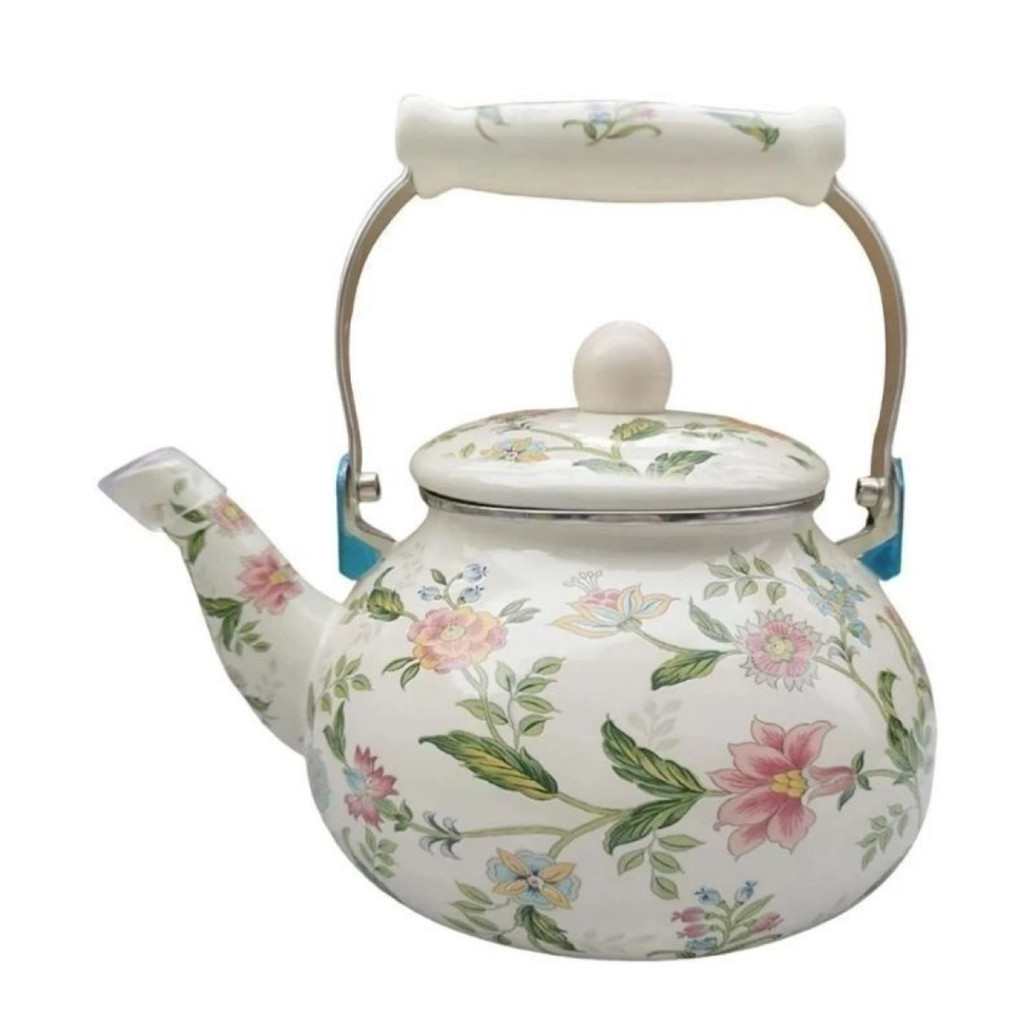 Chaleira esmaltada decorada, 2,5litros, fogão gás, Cooktop. 23cm x 16cm em Oferta na Shopee