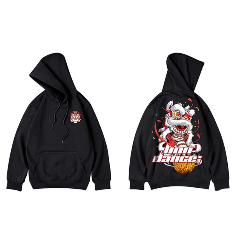 Moletom Canguru Capuz Lion Dance Pullover Estilo Japonês Promoção Envio Rápido