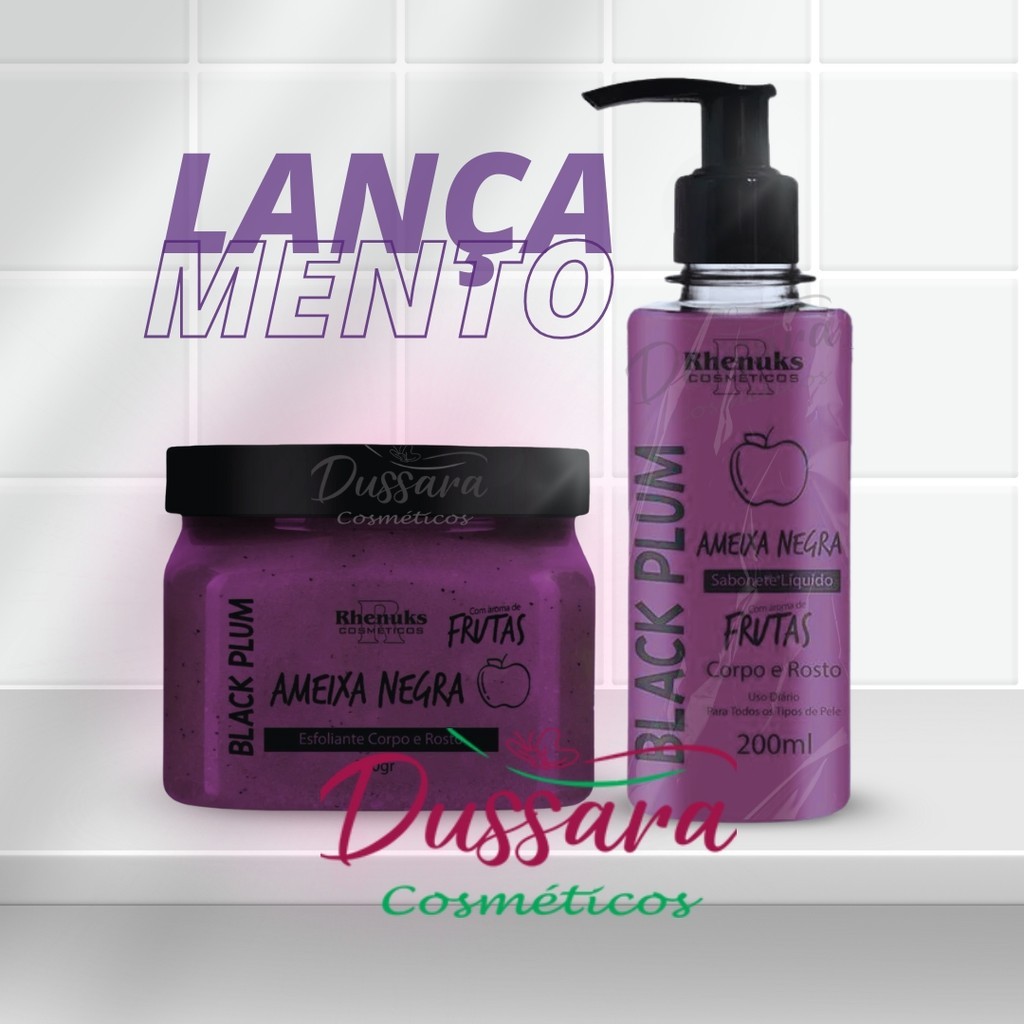 Kit Esfoliante + Sabonete Líquido Rosto e Corpo | Ameixa Negra | Rhenuks