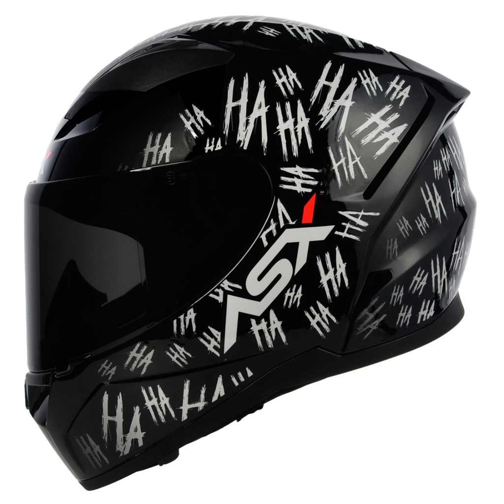 Capacete Asx City Fun Preto Branco Brilhante Risada Hahaha Masculino Feminino
