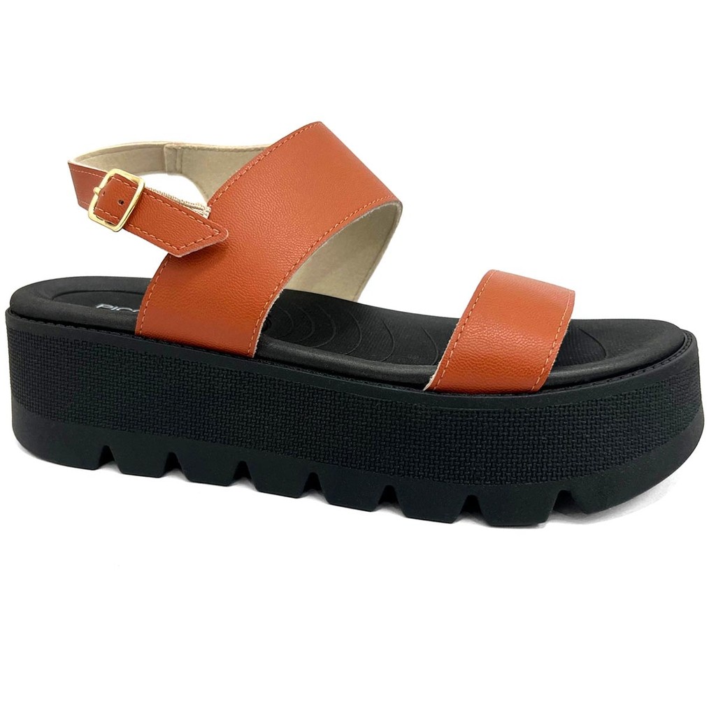 Sandália Piccadilly Conforto Papete Flatform 586001 Caramelo