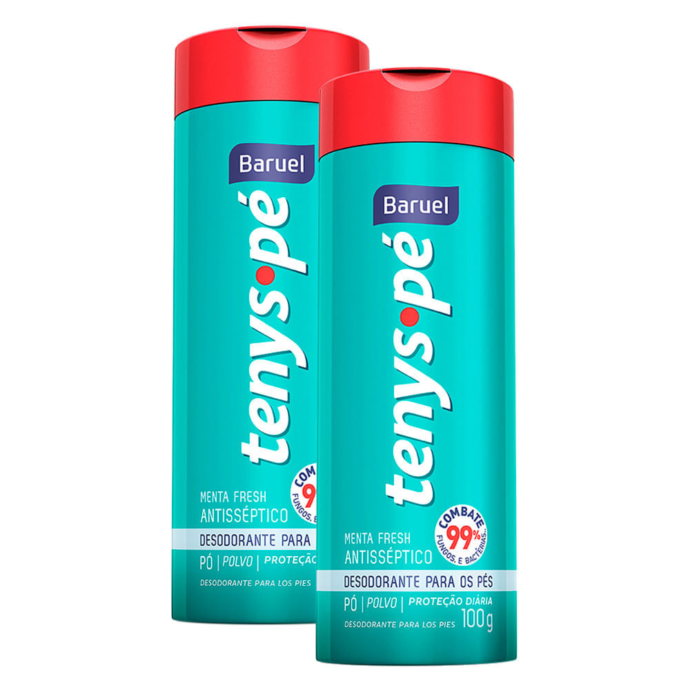 Kit 2 Tenys Pé Baruel Talco Menta Fresh 100g - Beauty