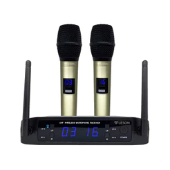Microfone sem Fio LS916 Base Champanhe Receptor com Display LCD Leson - 2AMLS916C