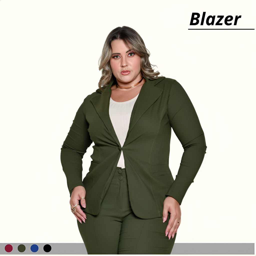 Blazer Feminino Social Plus Size Com Botão Elegante Social Exclusiva