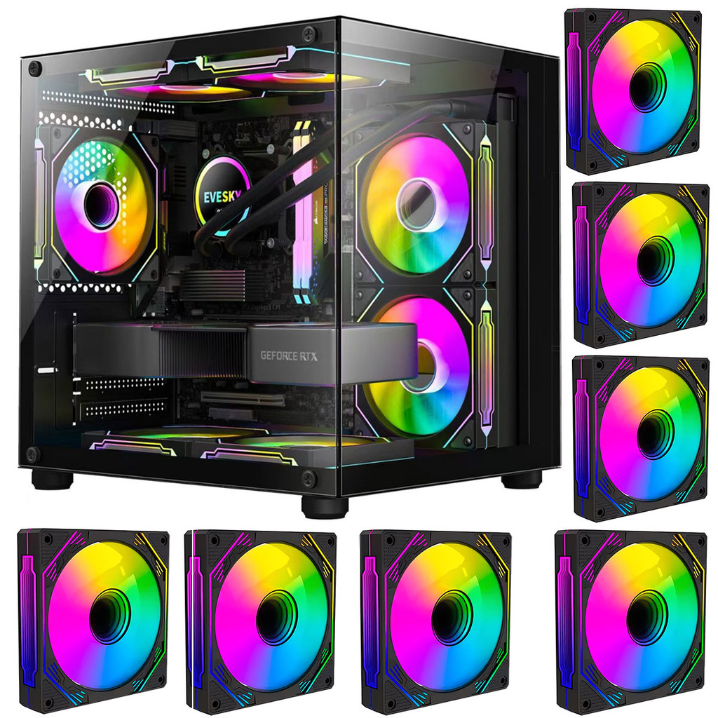 Gabinete Gamer  Aquário em Vidro Com 7 Fans RGB (NENHUMA E REVERSA)GB1796 ACOMPANHA CONTROLADORA EMBUTIDA