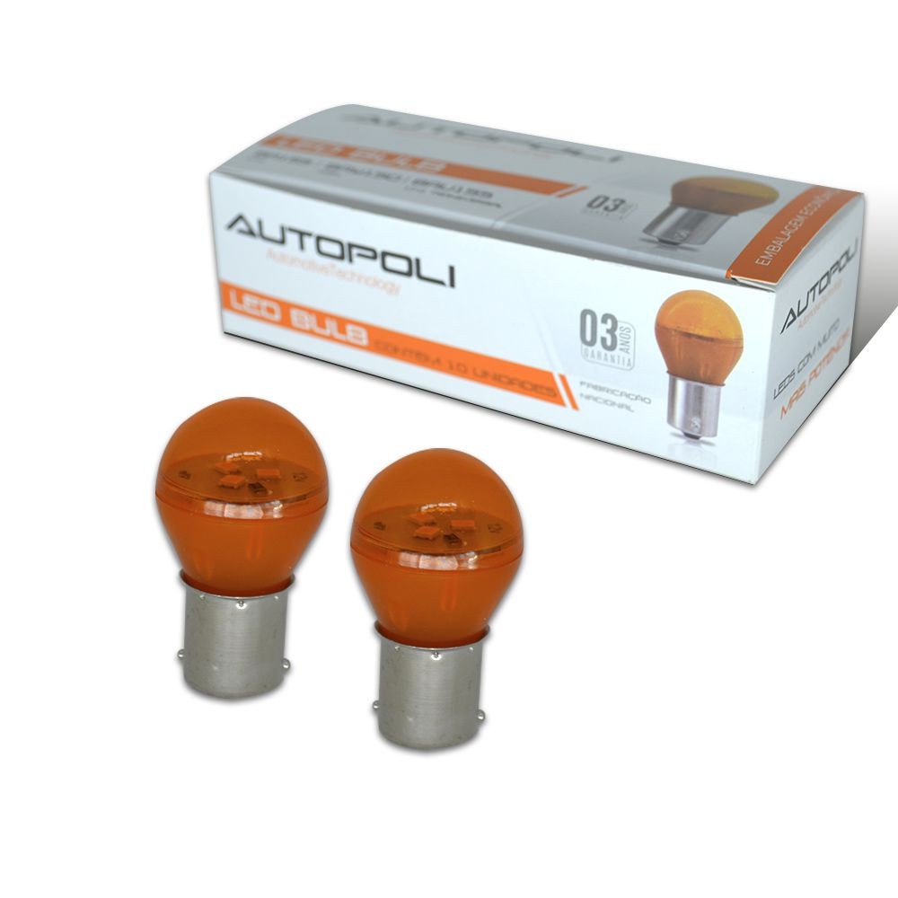 Lampada LED 1 Polo 3W 12V Bulbo Ambar Autopoli Trava Reta Par em Oferta na Shopee