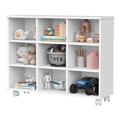 Nicho Organizador 9 Compartimentos Estante Multiuso Com Rodízios Branco Para Quarto Sala Escritório
