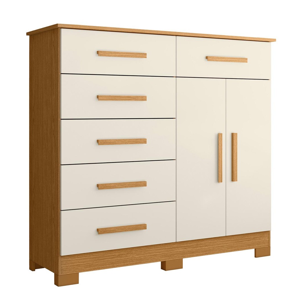Cômoda Para Quarto 2 Portas 124cm Ester A02 Off/Cinamomo - Mpozenato em Oferta na Shopee