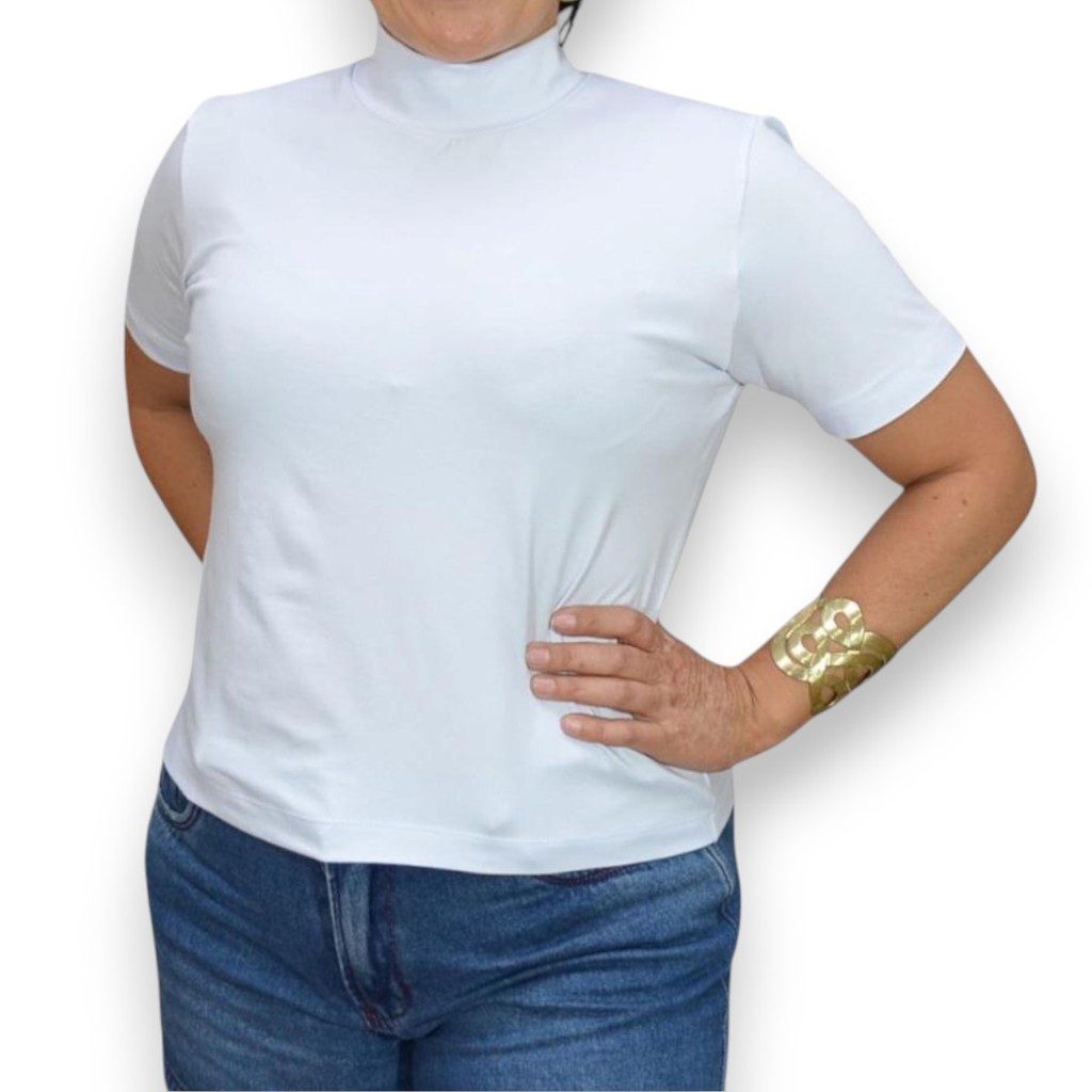 Kit 3 Blusas Gola Alta Feminina | Básicas Elegantes Confortáveis | Moda Inverno Casual | Roxo Cinza Branco