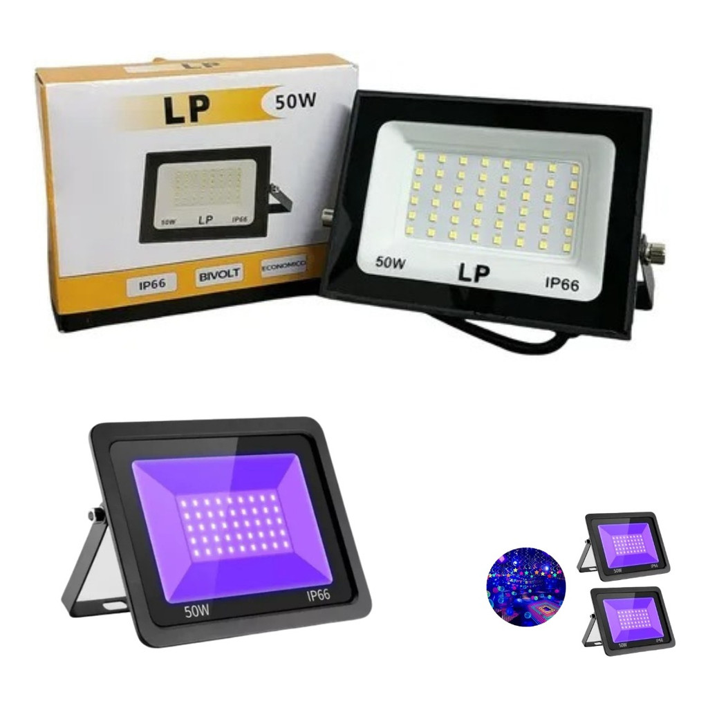 Refletor Holofote Led 50w Luz Negra Neon em Oferta na Shopee