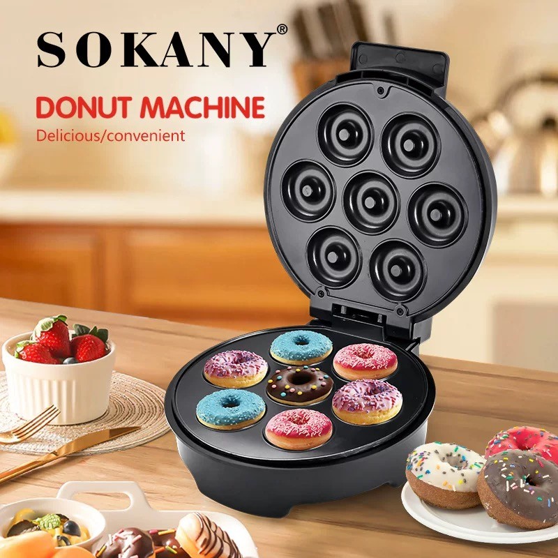 Mini Máquina de Donut Elétrica  Revestimento Antiaderente de Cozimento Rápido 110V