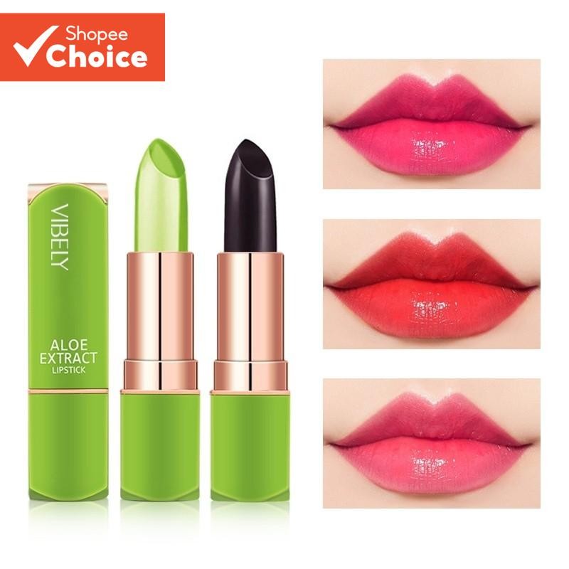 VIBELY Batom Aloe Vera Hidratante Cor Quente Jelly Lipgloss Cuidado Duradouro