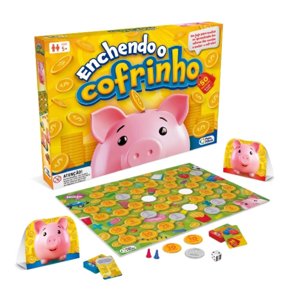 Jogo Enchendo o Cofrinho Educação Financeira Pais e Filhos Desenvolvimento Infantil Brinquedo