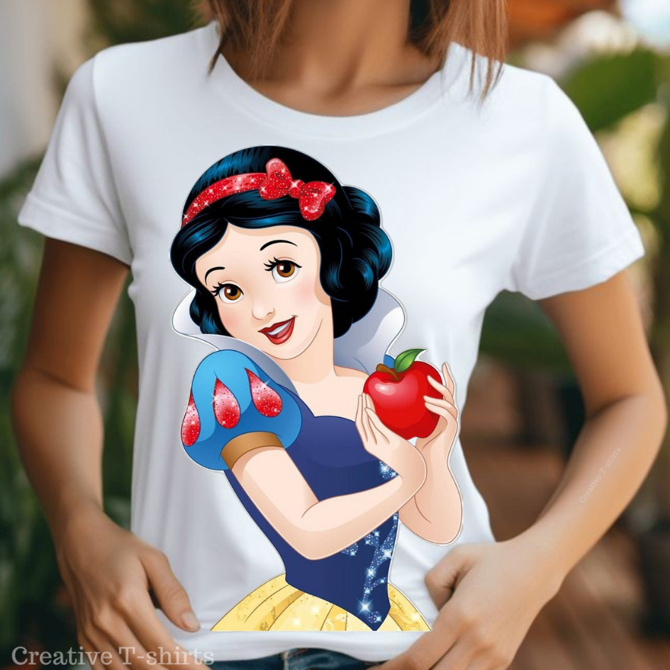 Camisa Estampada Branca de Neve Camiseta : Blusa Femininas, Masculina e Infantis. Exclusivas!