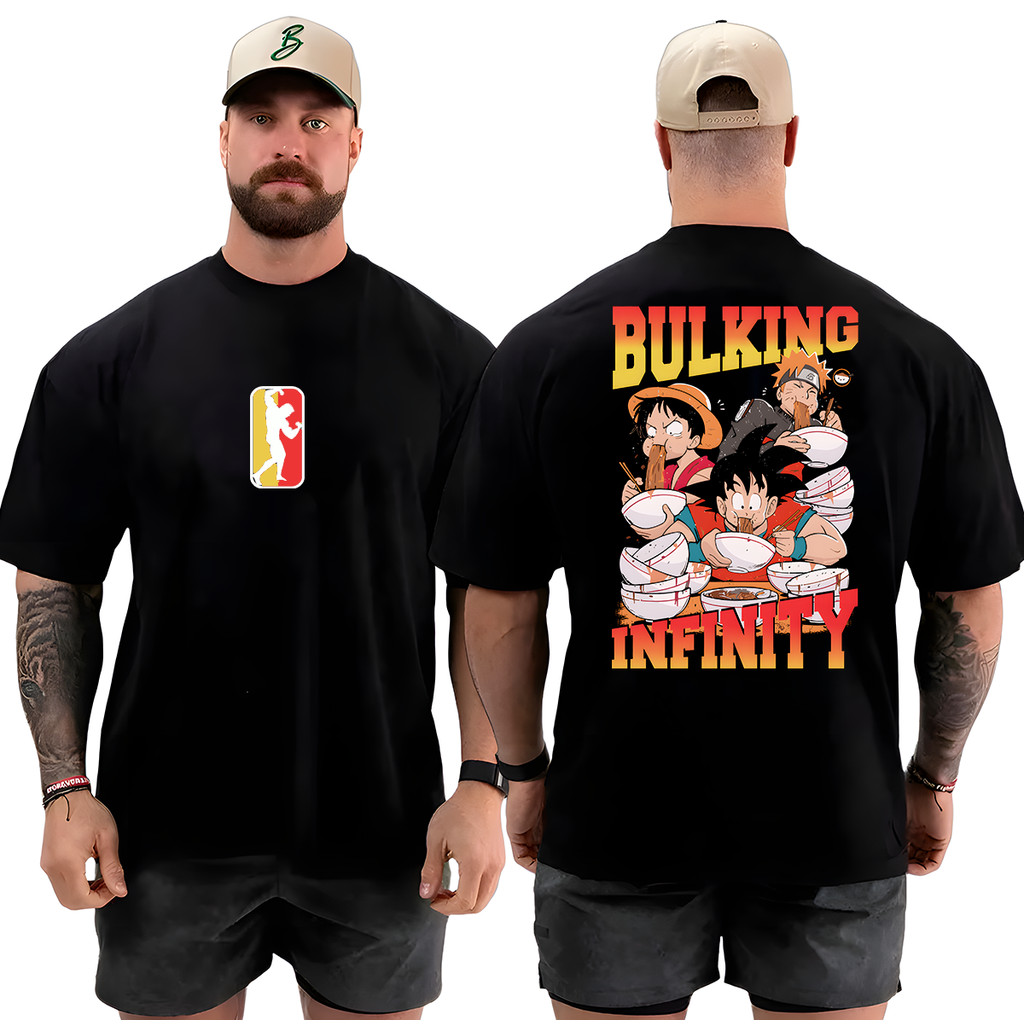 Camiseta Camisa Oversized Top para Academia Musculação Bulking Infinito Streetwear 100% Algodão