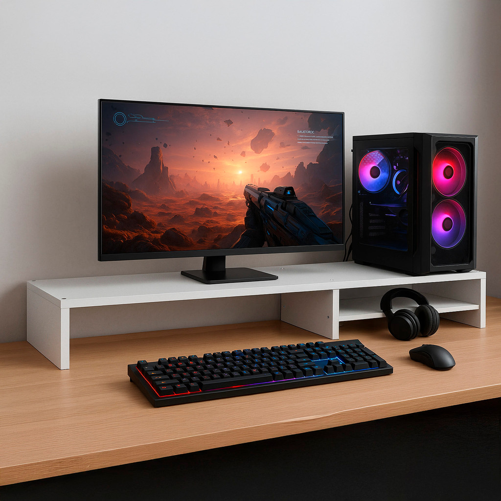 Suporte Monitor Gamer Mesa Setup Home Office Cor Branca