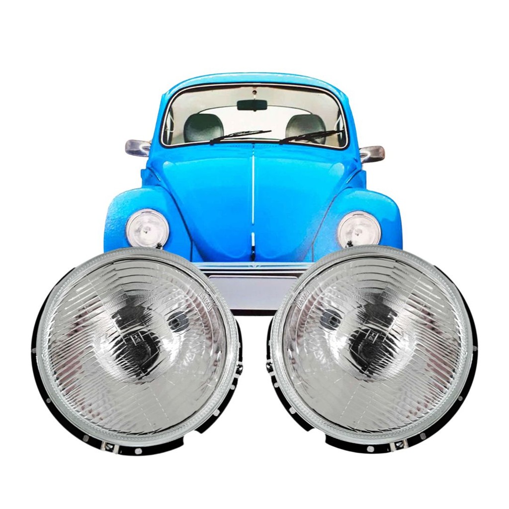 Par Farol Dianteiro Principal Meia Luz Vidro Para Volkswagen Fusca 1976 a 1996 + Lâmpadas 113941031