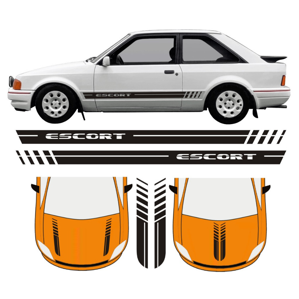 Adesivo Lateral Para Ford Escort Faixa Ec1 E C2 Capô de 1983 a 1992 Tuning Esportivo