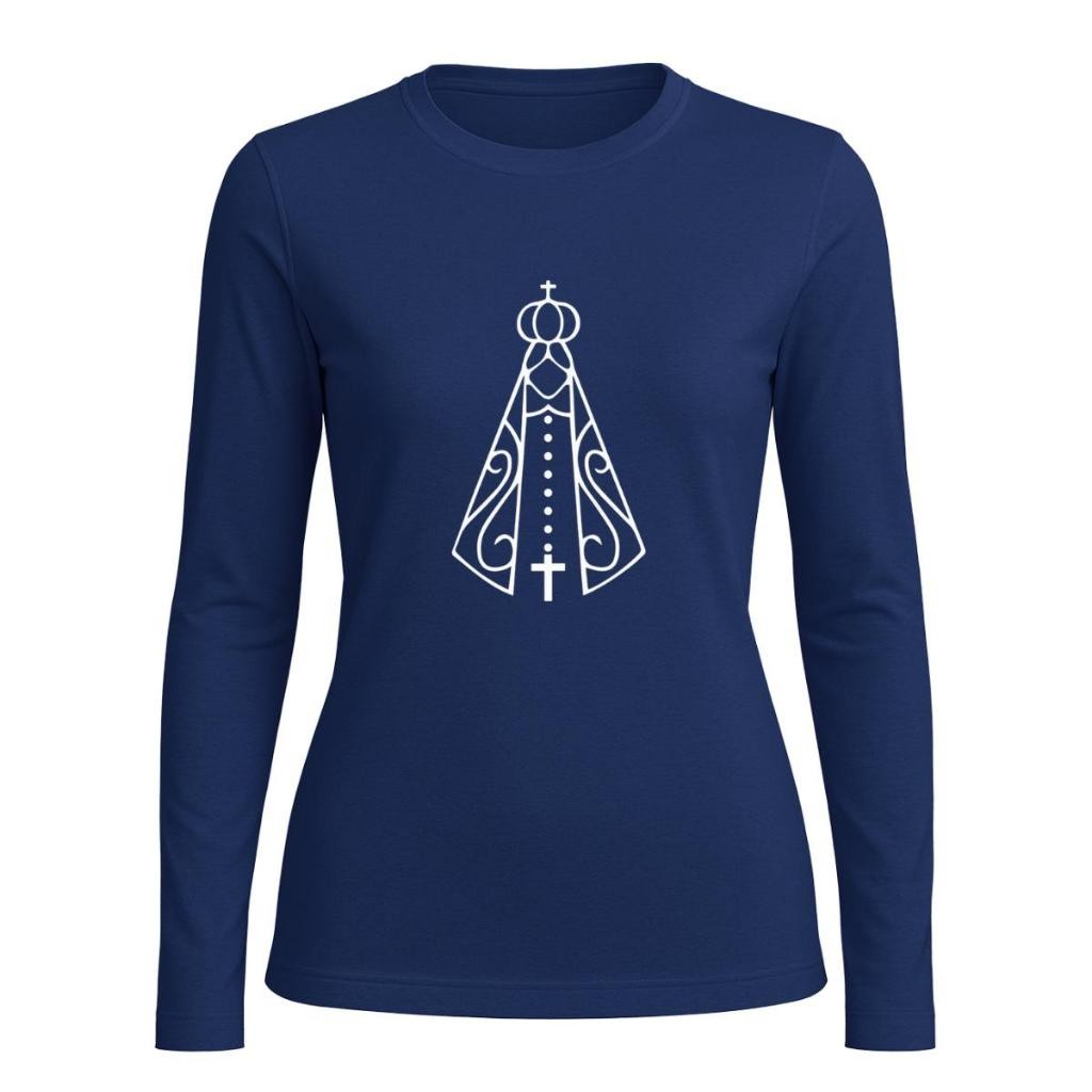 Detalhes do Camisa UV Feminina Manga Longa Nossa Senhora Aparecida Proteção Solar Térmica Algodão Country Cristã
