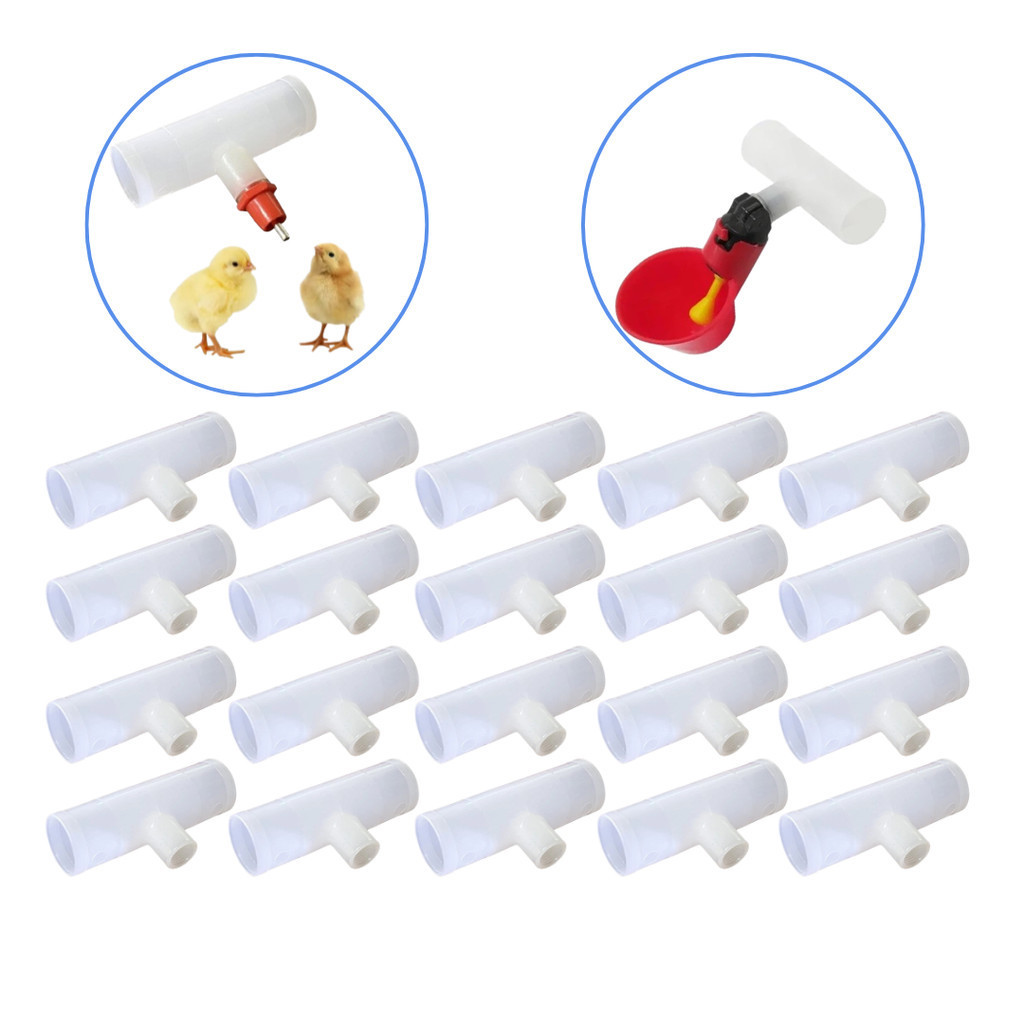 Kit 20 Un. Adaptador Conector T 20mm para Bebedouro Copinho e Nipple – Aves Galinha Frango