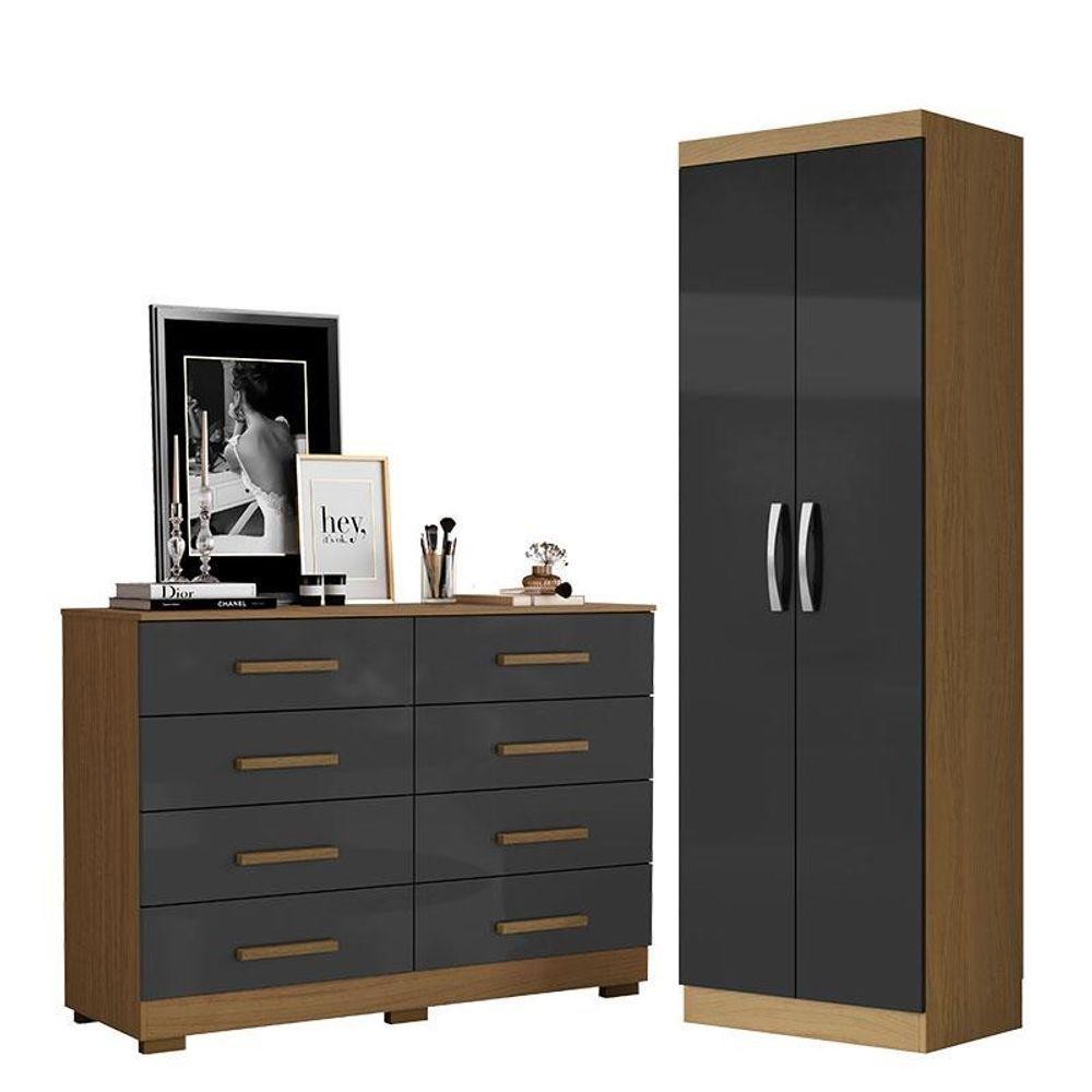 Cômoda 8 Gavetas 2014148 E Armário Multiuso New 2000192 Atacama Grafite - Aramóveis em Oferta na Shopee