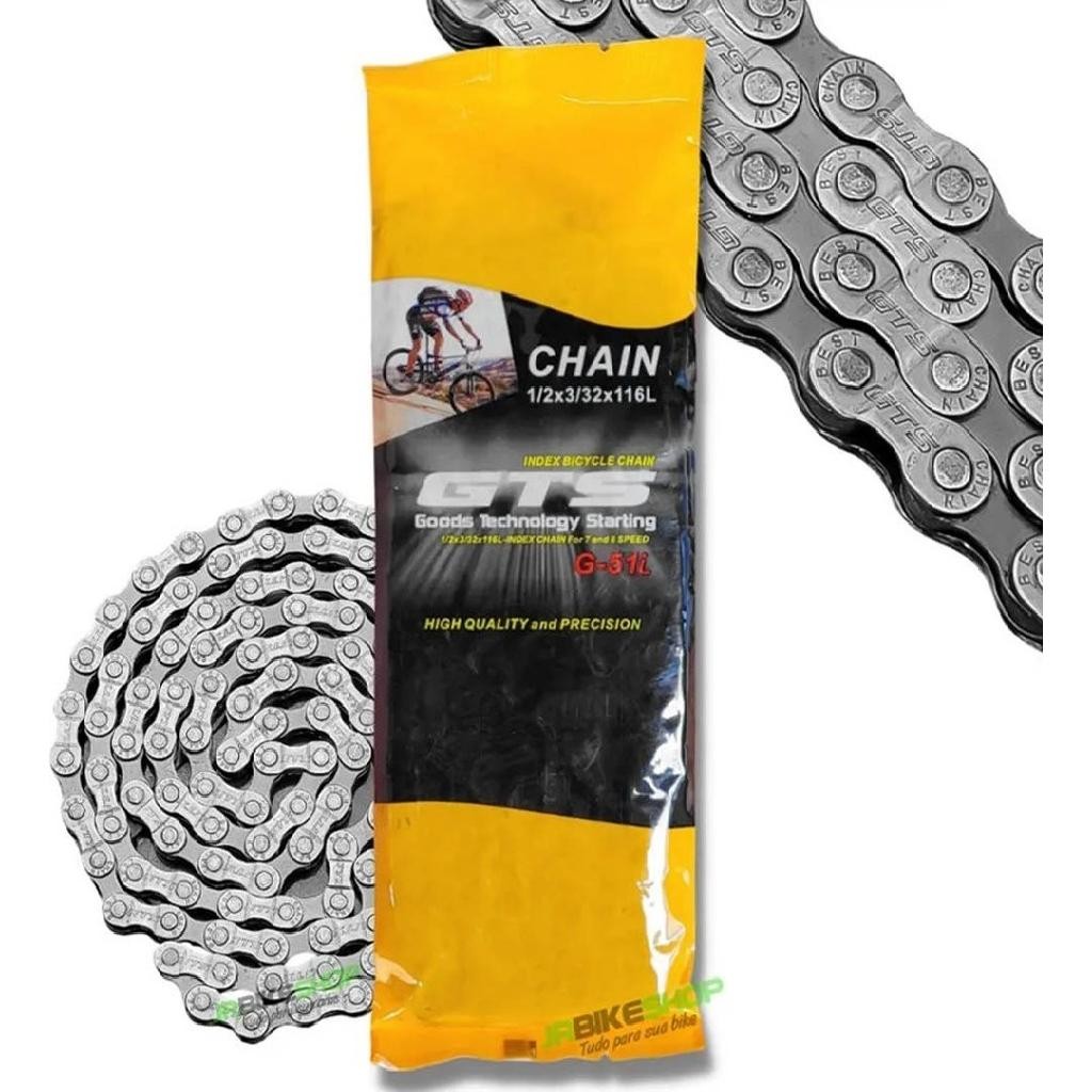 Corrente Gts G-51l Index Preto 7/8 Velocidades 116 Elos em Oferta na Shopee