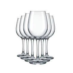 Jogo 6 Taças Barone 490ml Vinho Água Vidro Cristalino Elegante Mesa Posta Decoração Nadir