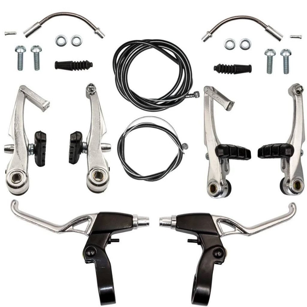 Jogo De Freio Bicicleta V-break Nylon C/ Manete + Cabos Kit Completo