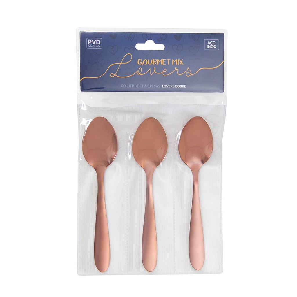 Kit 3 Colheres de Chá Cobre Aço Inox Restaurante Cozinha Gourmet Mix em Oferta na Shopee