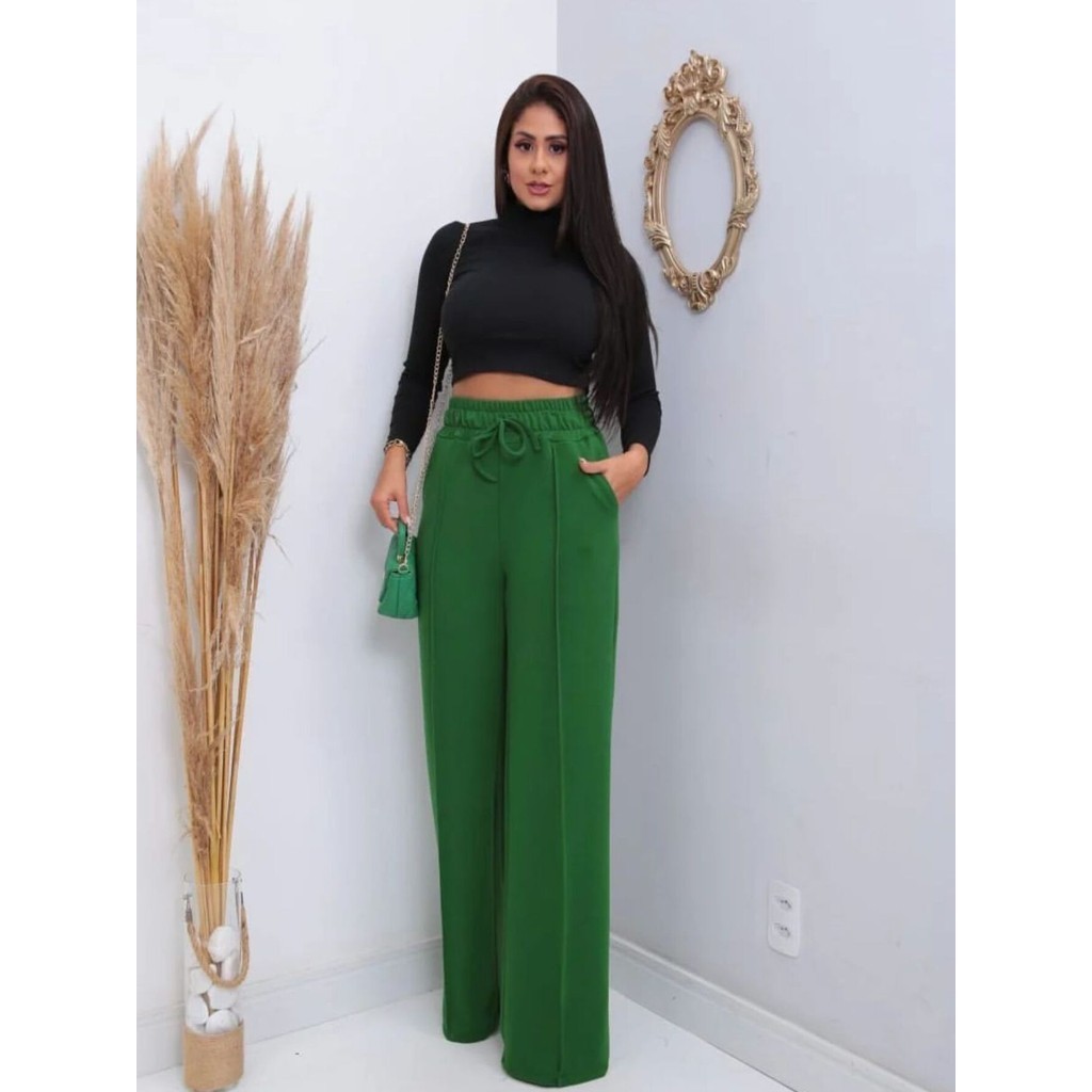 Calça Plus Sizer Pantalona Wide Leg  Duna Ocasional Feminina