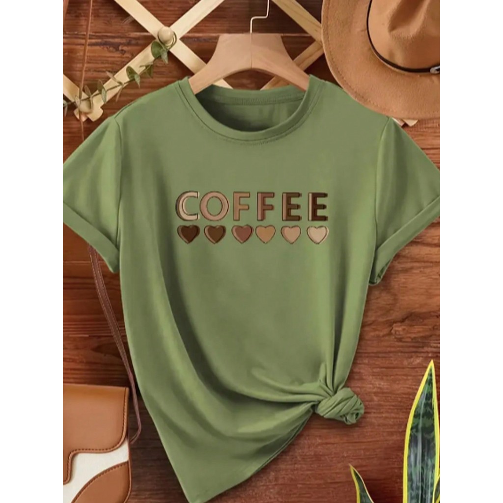 Camiseta Feminina Coffe Blusa estampada preta de algodão Promoção em Oferta na Shopee