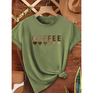 Camiseta Feminina Coffe Blusa estampada preta de algodão Promoção