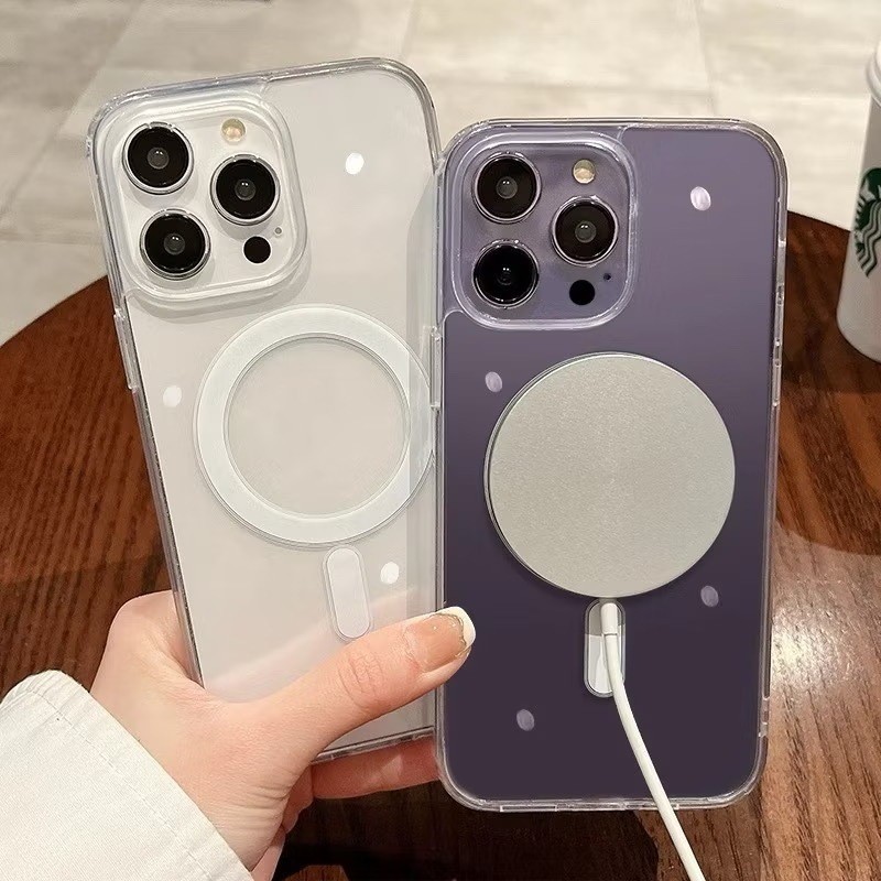 Capa Magsafe Transparente Compativel Para iphone 14 13 12 11 X 7 8 Pro MAX