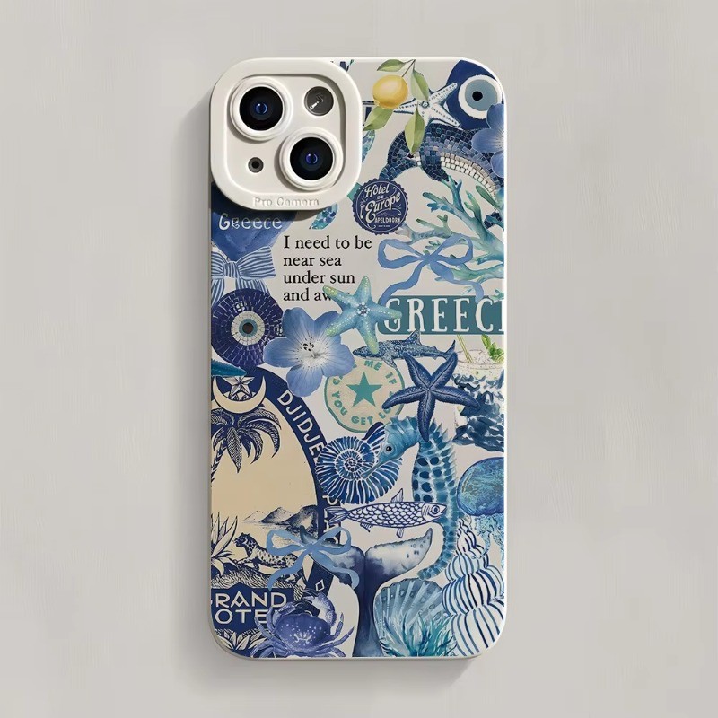 Estrela Do Mar Tartaruga Água-Viva Algas Oceano Caso De Telefone Para iPhone 16e 16 15 14 13 12 11 Pro Max XS X XR 7 8 P em Oferta na Shopee