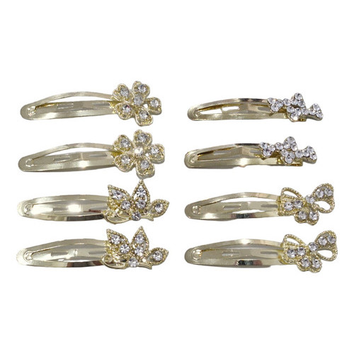 Presilha De Cabelo Tic Tac Com Strass Dourada 5 Pares em Oferta na Shopee