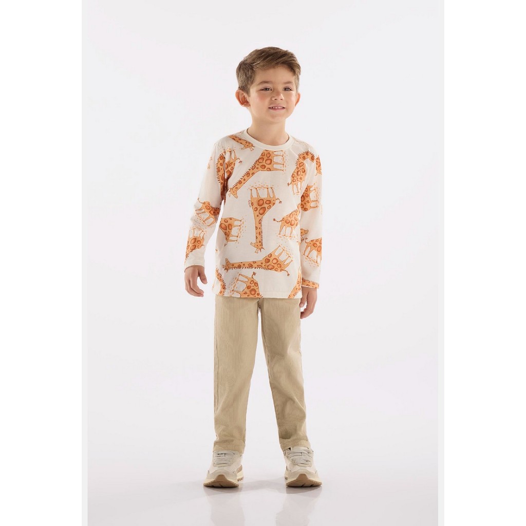 Camiseta Manga Longa em Meia Malha Infantil Up Baby