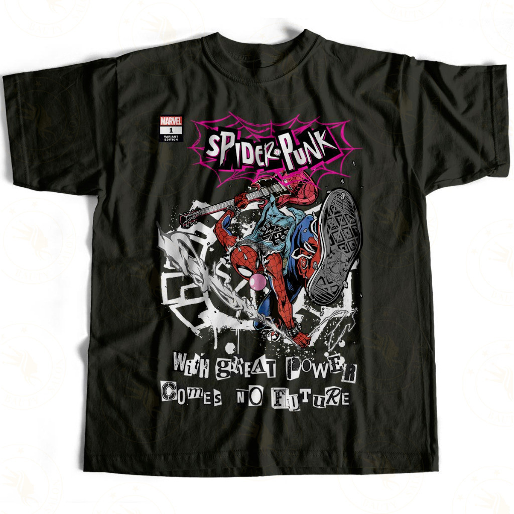 Camiseta Básica Spider Punk Homem-Aranha Inspirada no Aranhaverso Estilo Casual Unissex em Oferta na Shopee