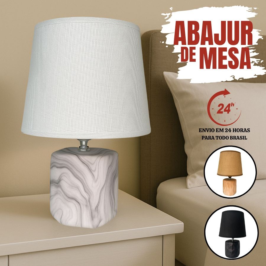 Luminaria  Abajur de Mesa Modelo Ondas Quarto Sala Moderno Geométrico