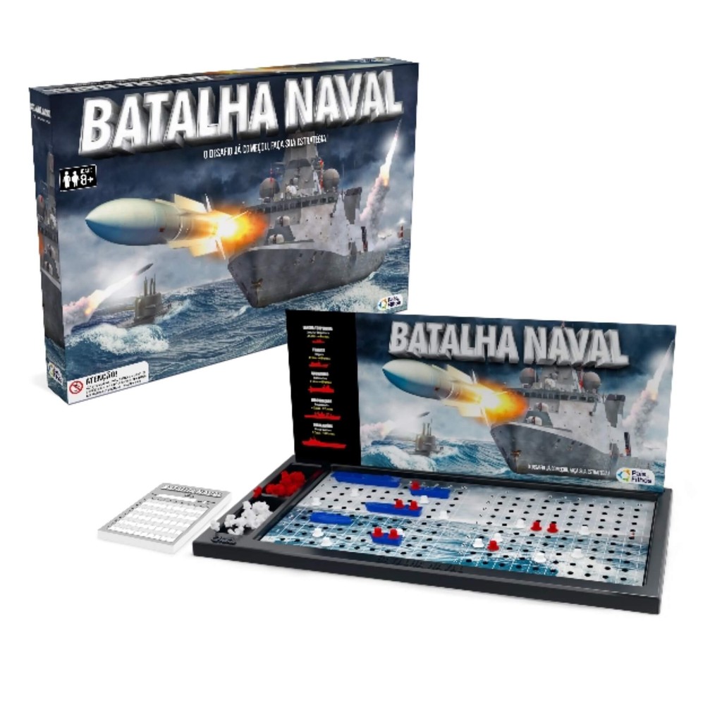 Jogo de Estratégia Batalha Naval Pais e Filhos - Tabuleiro, Navios e Diversão 8+ Anos em Oferta na Shopee