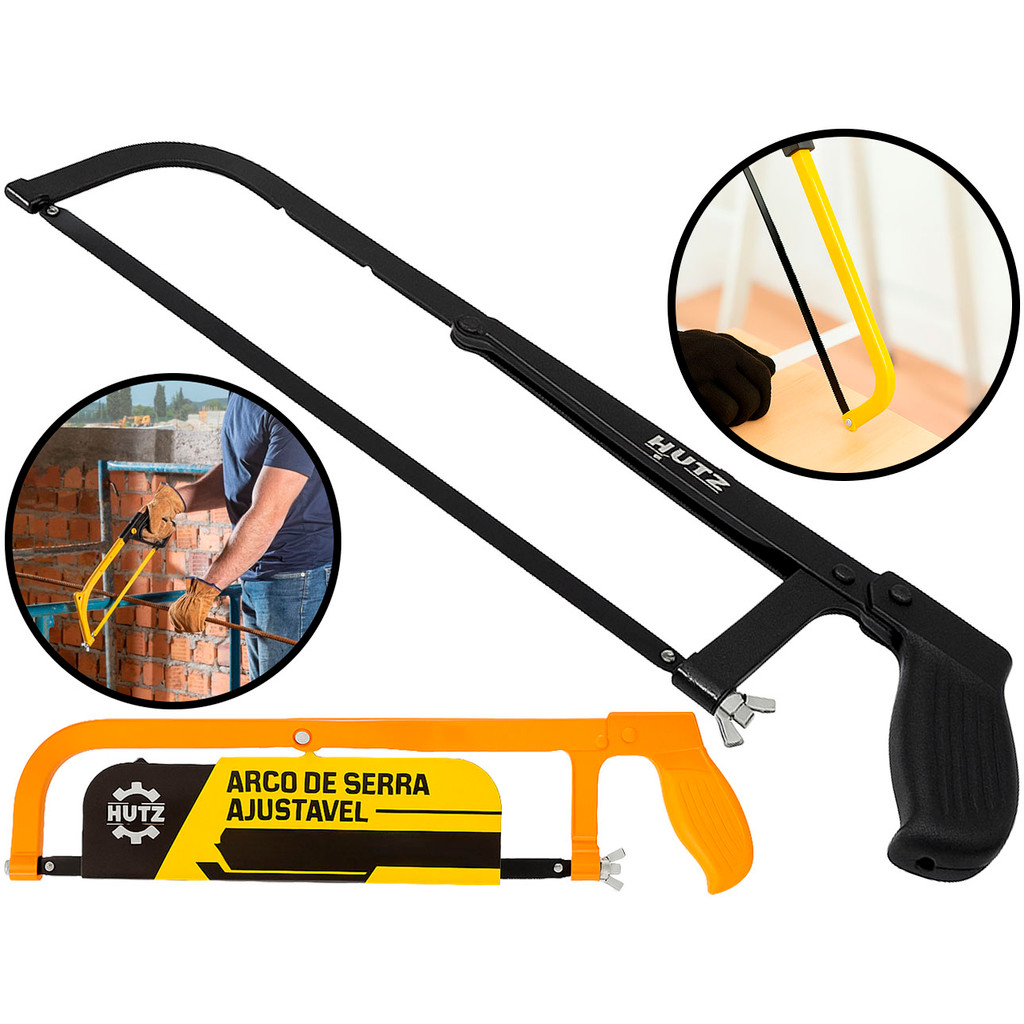 Arco De Serra Manual Lâmina Aço Carbono Ajustável Profissional 12 Polegadas Hutz	 em Oferta na Shopee