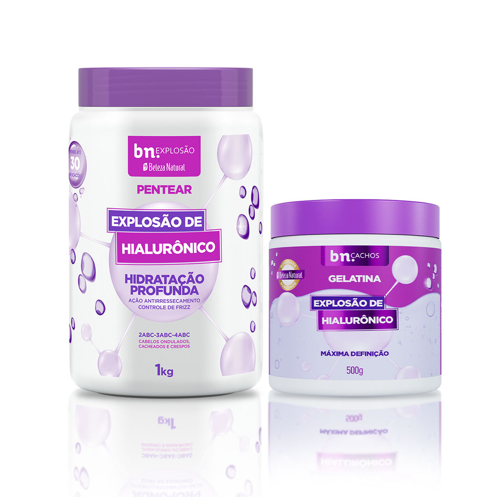 Kit Beleza Natural Creme de Pentear + Gelatina Explosão de Hialurônico bn.Cachos em Oferta na Shopee