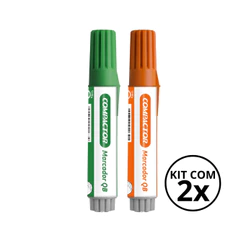 Kit com 2 Marcadores Para Quadro Branco - COMPACTOR COR:VERDE+LARANJA