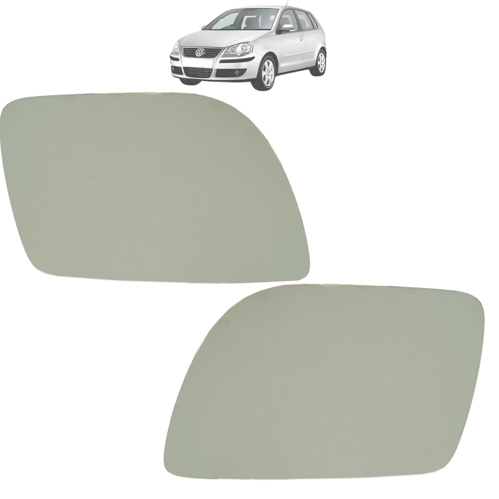 Par Lente Vidro Com Base Espelho Retrovisor Polo 2002 Até 2008