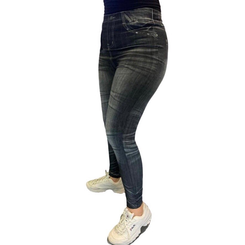Legging Longa Suplex cores azul e preta Academia Fitness atacado e varejo