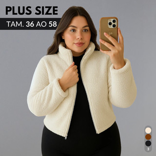 Casaco Feminino Inverno Plus Size Blusa De Frio Feminina Casaco Teddy Feminino Gola Alta Com Ziper